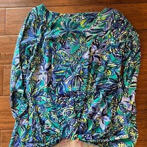 Lilly Pulitzer Macy Vibrant Floral Long Sleeve Top nwt